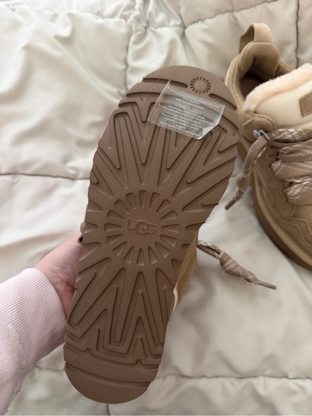 UGG Tan Platform Sneakers with Shearling Collar - Picture 2 of 5